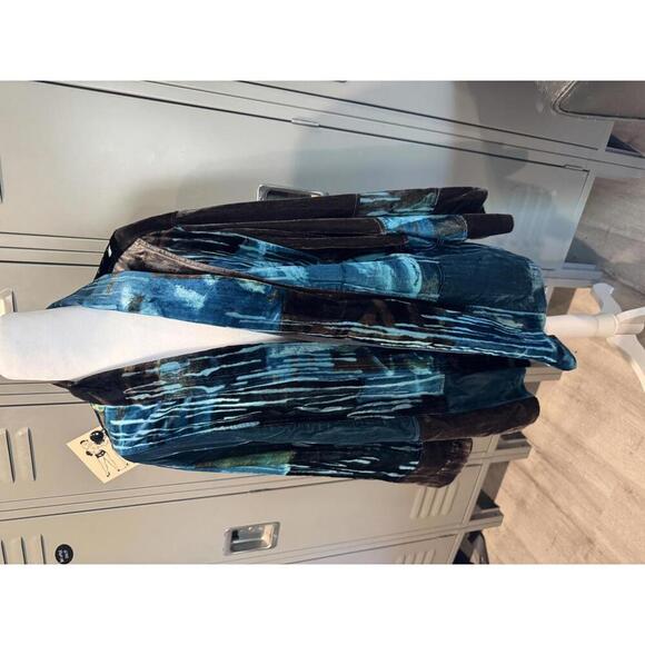 Chico's Velvet Jacket in Teal and Brown Sz 2 (LG) - Picture 1 of 6